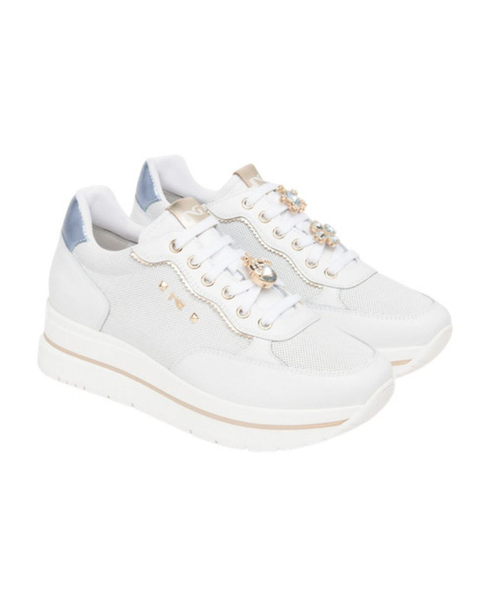 SNEAKERS NEROGIARDINI DONNA SKIPPER BIANCO SKIPPER BIANCO NAPPA LUX CELESTE 21 T.BRILL E615202D/707