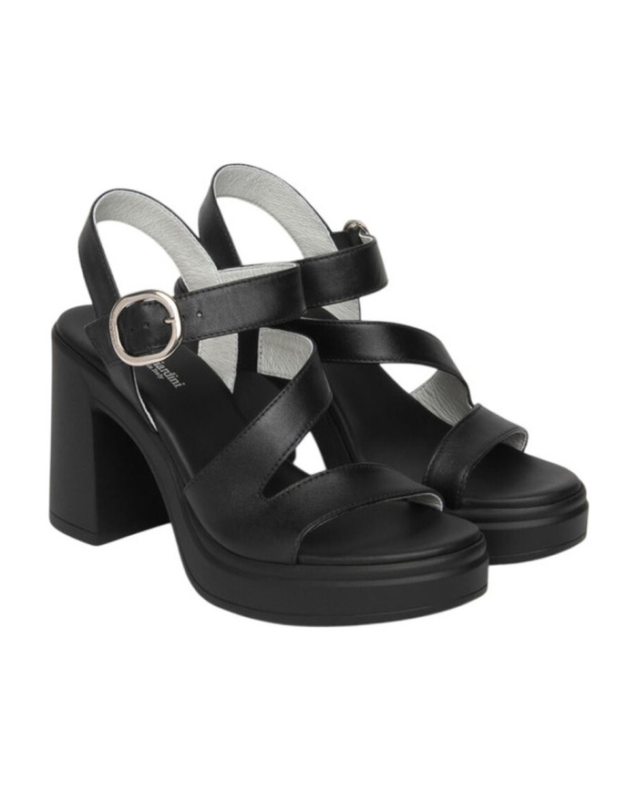 SANDALI CON TACCO NEROGIARDINI DONNA IN PELLE TAMIGI NERO PU.TOLOSA NERO+INSERTO E616080D/100