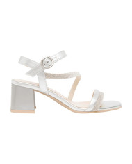 SANDALO CON TACCO NEROGIARDINI DONNA NETTUNO ARGENTO TPU FEN NATURALE