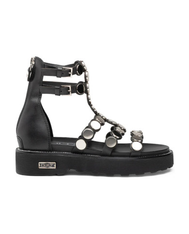 SANDALO CULT DONNA ZIGGY 4771 SANDAL W LEATHER BLACK/STUDS CLW477100