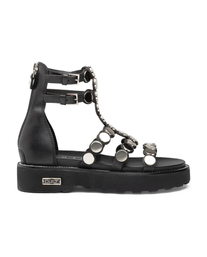 SANDALO CULT DONNA ZIGGY 4771 SANDAL W LEATHER BLACK/STUDS CLW477100
