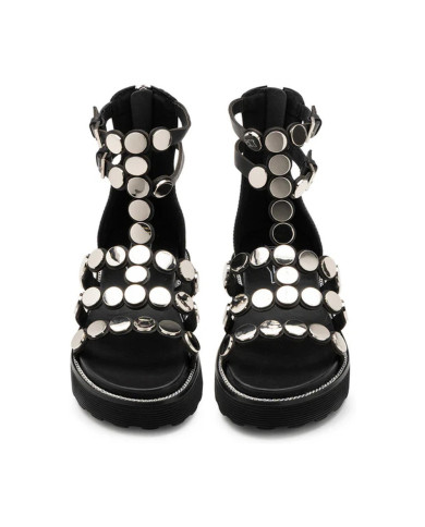 SANDALO CULT DONNA ZIGGY 4771 SANDAL W LEATHER BLACK/STUDS CLW477100