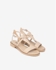 SANDALO CON TACCO NEROGIARDINI DONNA TAMIGI LINO TR BEVAGNA 592 BEIGE E615895D/453