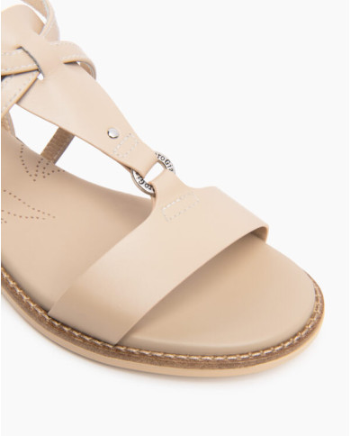 SANDALO CON TACCO NEROGIARDINI DONNA TAMIGI LINO TR BEVAGNA 592 BEIGE E615895D/453