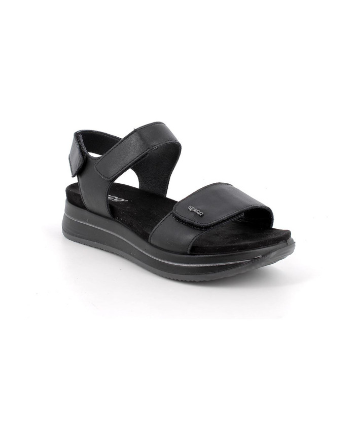 SANDALI CON ZEPPA IGI&CO DONNA NAPPA SOFT NERO  CON STRAP 1174855    