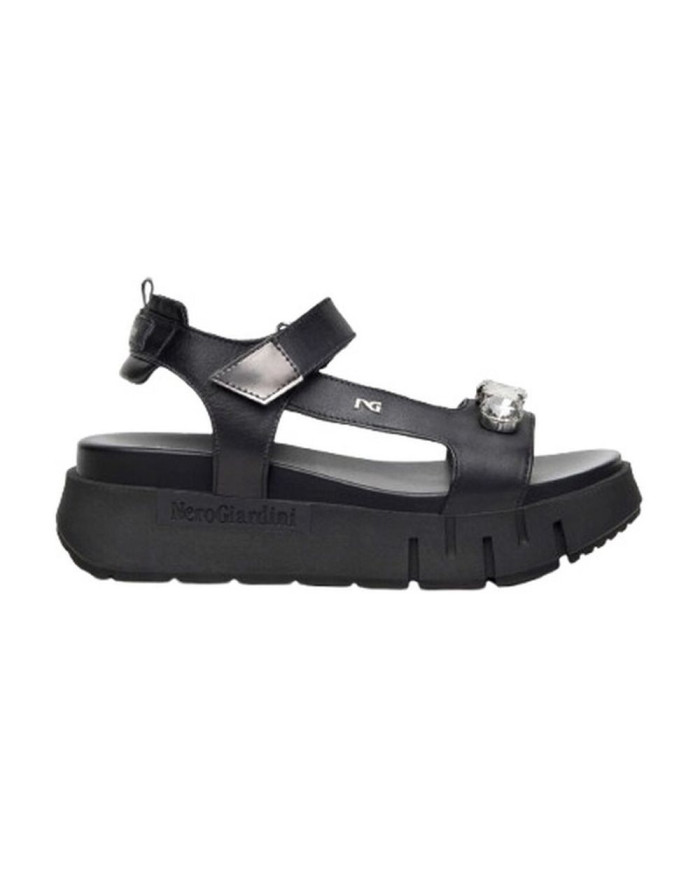 SANDALO CON ZEPPA NEROGIARDINI DONNA TAMIGI NERO T.BRILL ANTRACITE TR VENEZIA 8066 LIGH 4CM  E410707D/100
