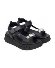 SANDALO CON ZEPPA NEROGIARDINI DONNA TAMIGI NERO T.BRILL ANTRACITE TR VENEZIA 8066 LIGH 4CM  E410707D/100