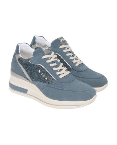 SNEAKERS NEROGIARDINI DONNA VELOUR AVIO T.LINO LUREX 06 AVIO OXIGEN GRIGIO SAUVAGE JEANS E615230D/203