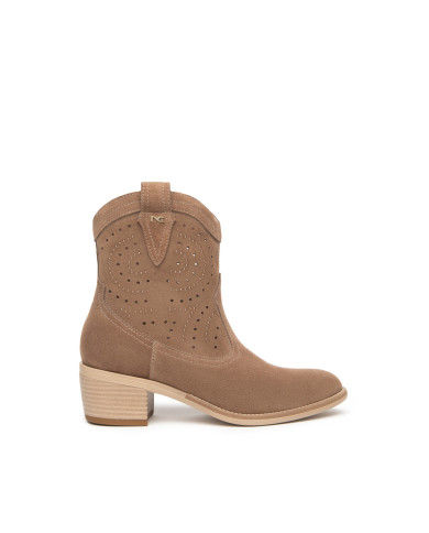 STIVALETTI CON TACCO NEROGIARDINI DONNA VELOUR MOU TR BASILEA 828 NATURALE TACCO 5CM E615121D/442