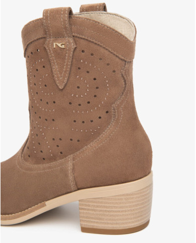 STIVALETTI CON TACCO NEROGIARDINI DONNA VELOUR MOU TR BASILEA 828 NATURALE TACCO 5CM E615121D/442