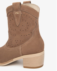 STIVALETTI CON TACCO NEROGIARDINI DONNA VELOUR MOU TR BASILEA 828 NATURALE TACCO 5CM E615121D/442