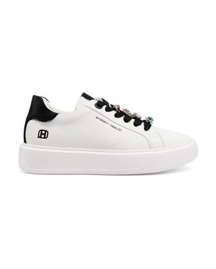 SNEAKERS QUEEN HELENA PLATFORM CON DETTAGLI GIOIELLO X34-1 WHITE BLACK