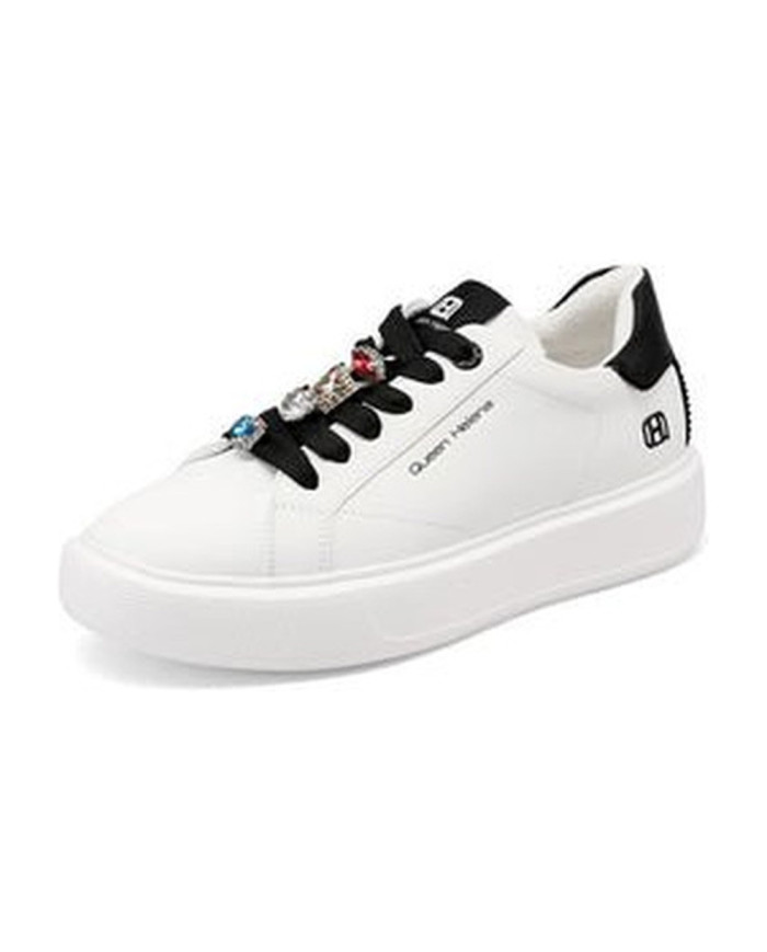 SNEAKERS QUEEN HELENA PLATFORM CON DETTAGLI GIOIELLO X34-1 WHITE BLACK