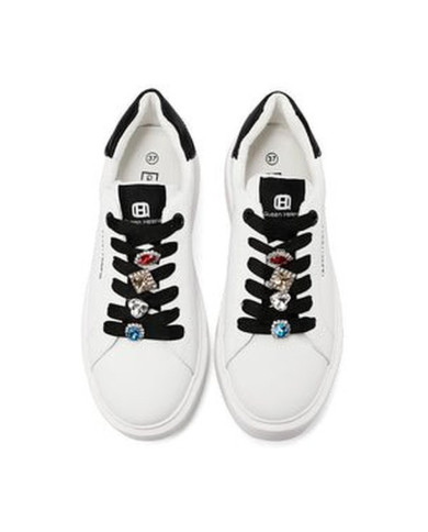 SNEAKERS QUEEN HELENA PLATFORM CON DETTAGLI GIOIELLO X34-1 WHITE BLACK