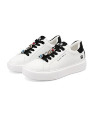 SNEAKERS QUEEN HELENA PLATFORM CON DETTAGLI GIOIELLO X34-1 WHITE BLACK