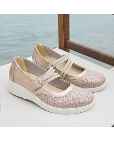 DECOLLETE' ENVAL SOFT DONNA  FIO.BOT.OM/S.A CHAMPAGNE CON ZEPPA 1253922