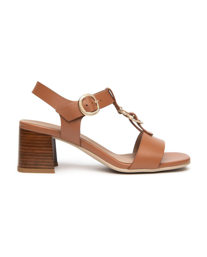 SANDALO CON TACCO NEROGIARDINI DONNA ARMENIA COGNAC TPU LOZZA FEN NATURALE TACCO 5,5CM E615870D/329
