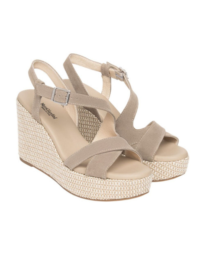 SANDALO CON ZEPPA NEROGIARDINI DONNA VELOUR CRETA PU.MALFA E616020D/451