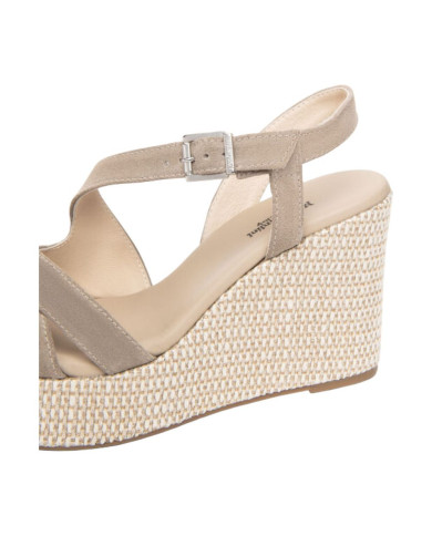 SANDALO CON ZEPPA NEROGIARDINI DONNA VELOUR CRETA PU.MALFA E616020D/451