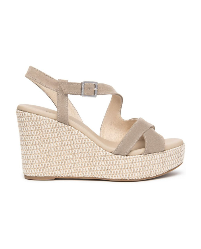 SANDALO CON ZEPPA NEROGIARDINI DONNA VELOUR CRETA PU.MALFA E616020D/451