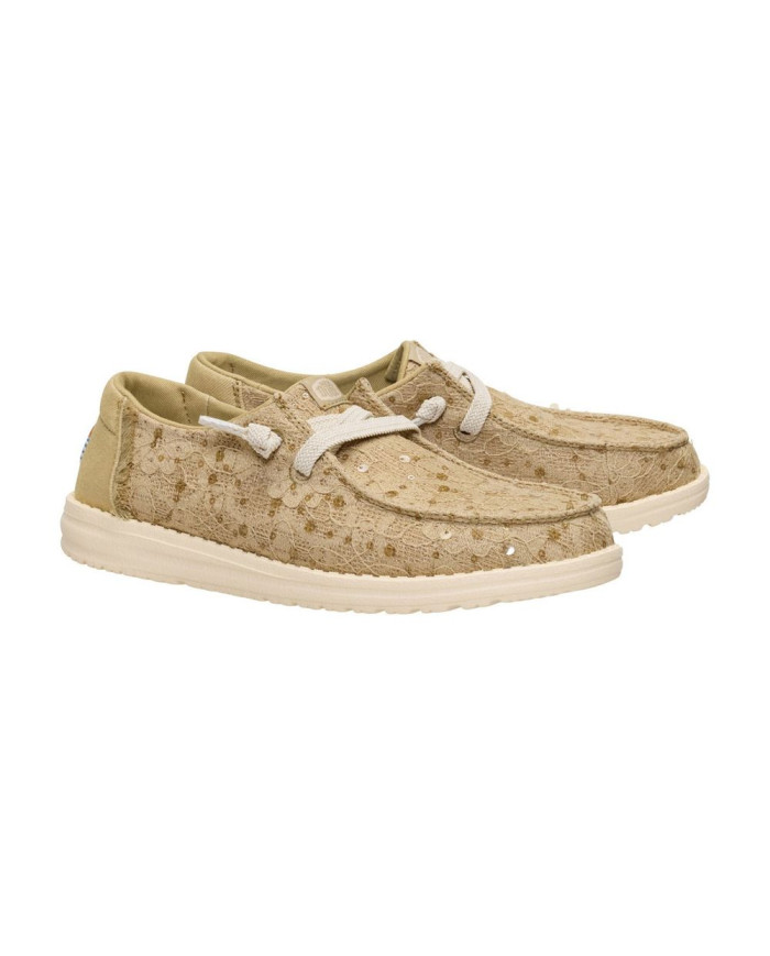 MOCASSINO HEY DUDE DONNA  WENDY SEQUIN LACE OLIVE GREY HD.45478 3VM