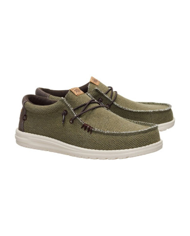 MOCASSINO HEY DUDE UOMO WALLY BRAIDED BURNT OLIVE/DELICIOSO BROWN HD.40003 3CI 