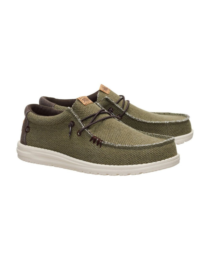 MOCASSINO HEY DUDE UOMO WALLY BRAIDED BURNT OLIVE/DELICIOSO BROWN HD.40003 3CI 
