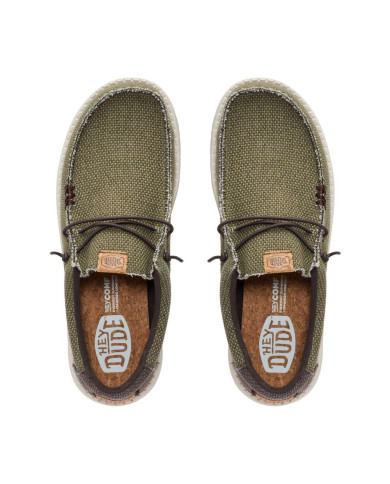 MOCASSINO HEY DUDE UOMO WALLY BRAIDED BURNT OLIVE/DELICIOSO BROWN HD.40003 3CI 