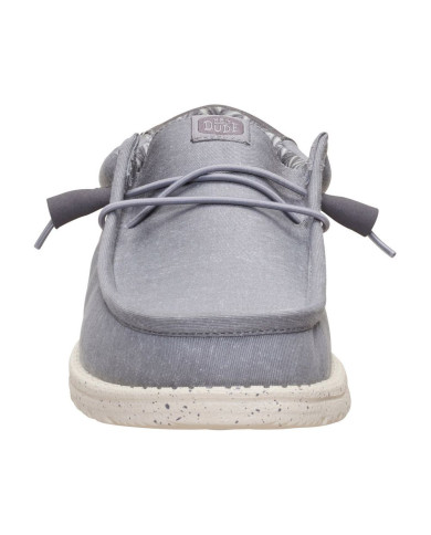 MOCASSINO HEY DUDE UOMO WALLY STRETCH CANVAS FLANNEL GREY/BONE WHITE HD.40700 1XA