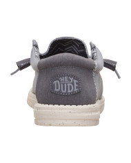 MOCASSINO HEY DUDE UOMO WALLY STRETCH CANVAS FLANNEL GREY/BONE WHITE HD.40700 1XA