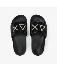CIABATTE SUN68 DONNA SLIPPERS STRASS LOGO CON STRASS NERO X36211 11