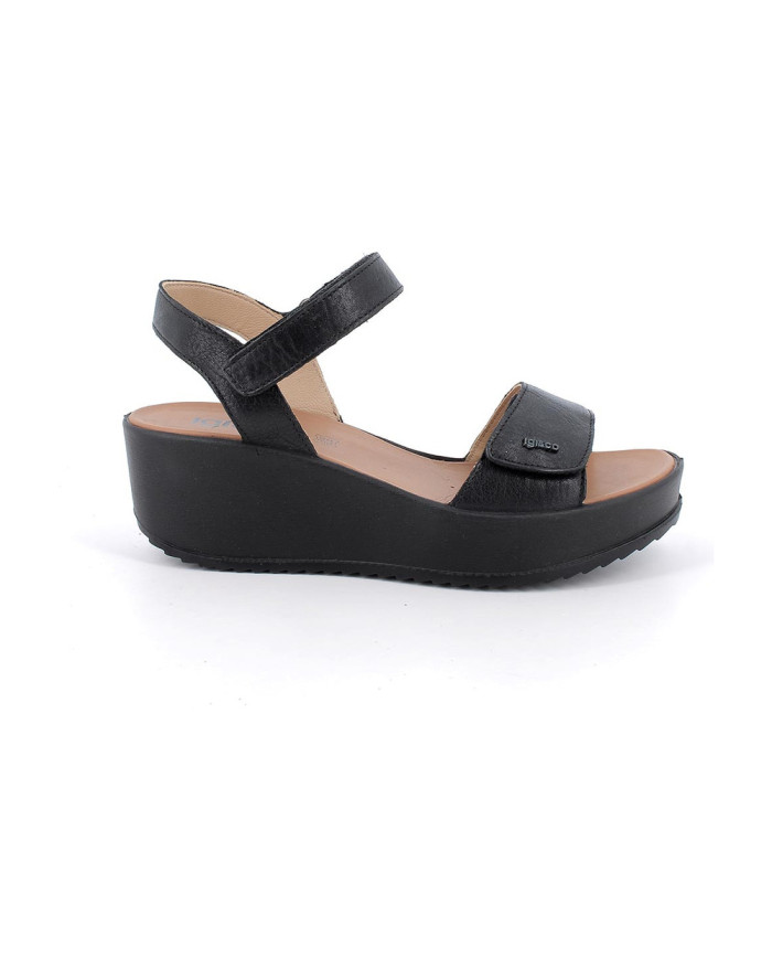 SANDALI  CON ZEPPA IGI&CO DONNA  CAPRA TAMPONATA NERO 1161600