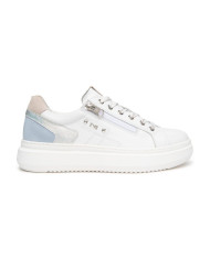 SNEAKERS NEROGIARDINI DONNA CILE BIANCO ZOUK SILVER VELOUR FIORDALISO VELOUR FEMME E615285D/707