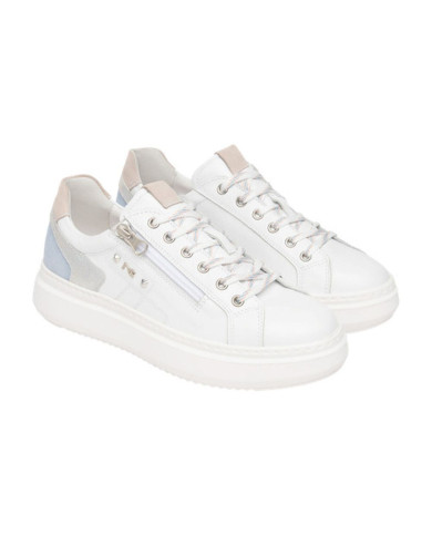 SNEAKERS NEROGIARDINI DONNA CILE BIANCO ZOUK SILVER VELOUR FIORDALISO VELOUR FEMME E615285D/707