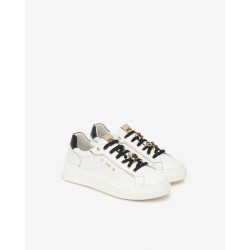 SNEAKERS  NEROGIARDINI DONNA CILE BIANCO GUANTO NERO T.BRILL PLATINO  TR GONZAGA I514171D/707