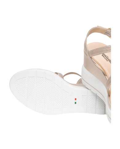 SANDALO CON ZEPPA NEROGIARDINI DONNA LOIRA BIANCO ETOILE SAND SATURN POLI.USSITA E615962D/707