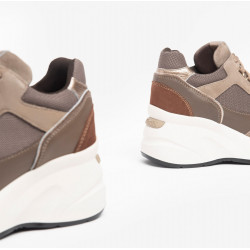 SNEAKERS CON TACCO NEROGIARDINI DONNA IN CAMOSCIO E PELLE TESSUTO 6CM TALPA I308312D/501