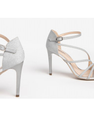 SANDALI CON TACCO NEROGIARDINI DONNA T.MICROGLITTER ARGEN TPU EGIZIA E307260DE/700