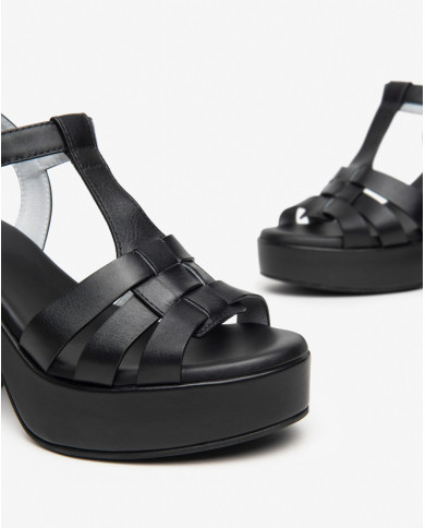 SANDALI CON TACCO NEROGIARDINI DONNA TAMIGI NERO PU.MOENA RICO TACCO 10,5CM E410402D/100