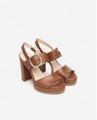 SANDALI CON TACCO NEROGIARDINI DONNA ARMENIA COGNAC BATTIS.TPU LAZISE  PLATO' TACCO 10CM E410360D/329