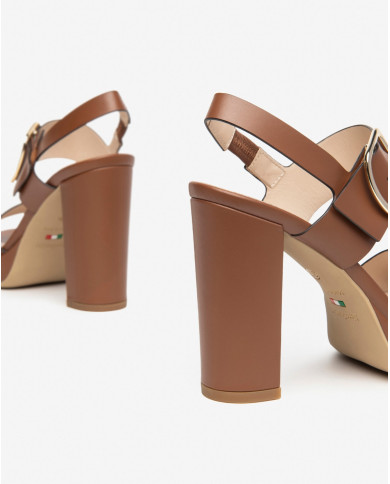 SANDALI CON TACCO NEROGIARDINI DONNA ARMENIA COGNAC BATTIS.TPU LAZISE  PLATO' TACCO 10CM E410360D/329