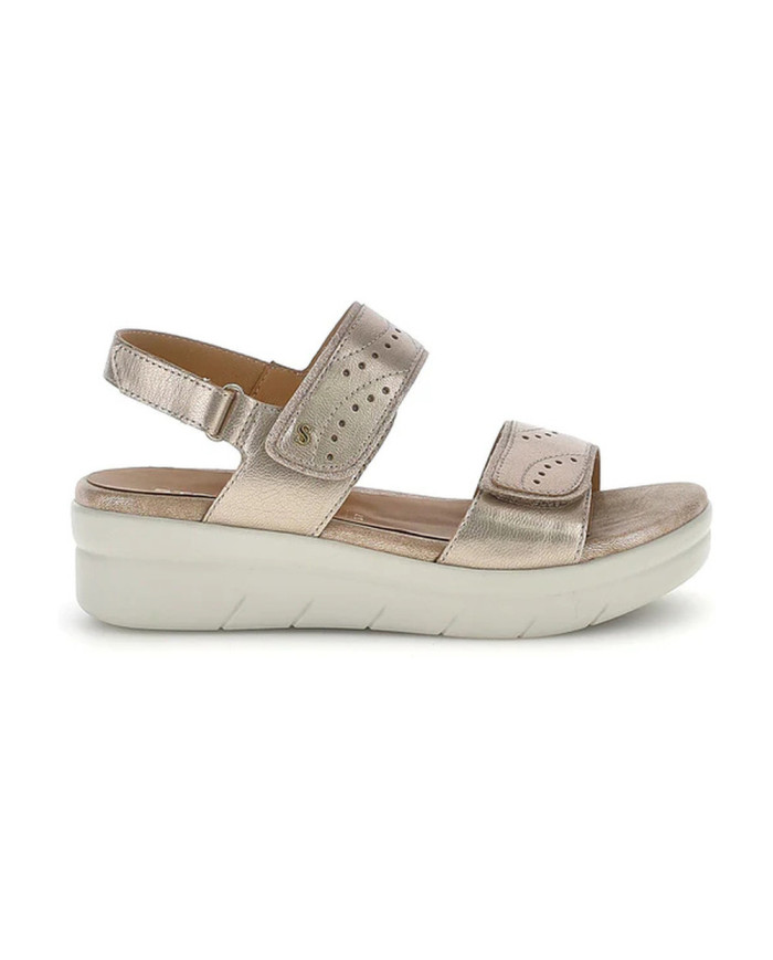 SANDALO CON ZEPPA STONEFLY DONNA AQUA III 31 LAMINATED LASER ORO SIMPLY TAUPE 223652 I89