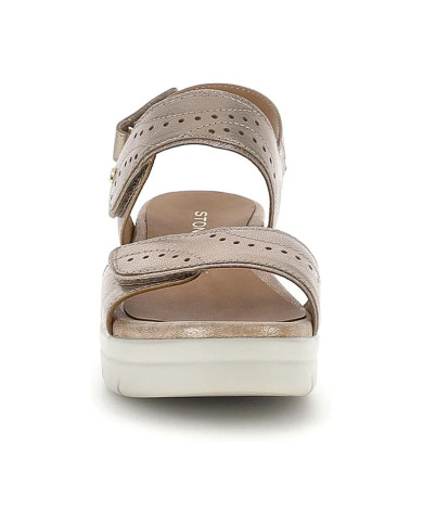 SANDALO CON ZEPPA STONEFLY DONNA AQUA III 31 LAMINATED LASER ORO SIMPLY TAUPE 223652 I89
