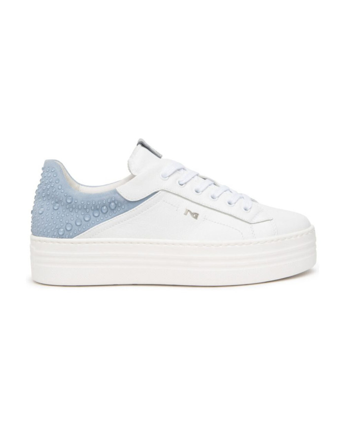 SNEAKERS NEROGIARDINI DONNA CILE BIANCO VELOUR FIORDALISO ETOILE ARGENTO PU.MONOD.CAPRAI E615300D/707
