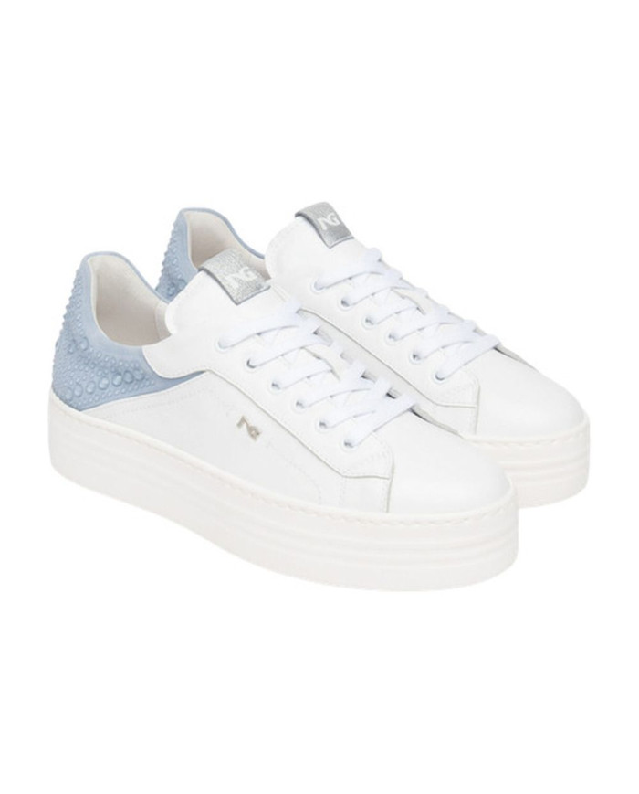 SNEAKERS NEROGIARDINI DONNA CILE BIANCO VELOUR FIORDALISO ETOILE ARGENTO PU.MONOD.CAPRAI E615300D/707