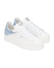 SNEAKERS NEROGIARDINI DONNA CILE BIANCO VELOUR FIORDALISO ETOILE ARGENTO PU.MONOD.CAPRAI E615300D/707