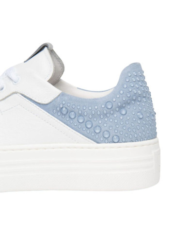 SNEAKERS NEROGIARDINI DONNA CILE BIANCO VELOUR FIORDALISO ETOILE ARGENTO PU.MONOD.CAPRAI E615300D/707