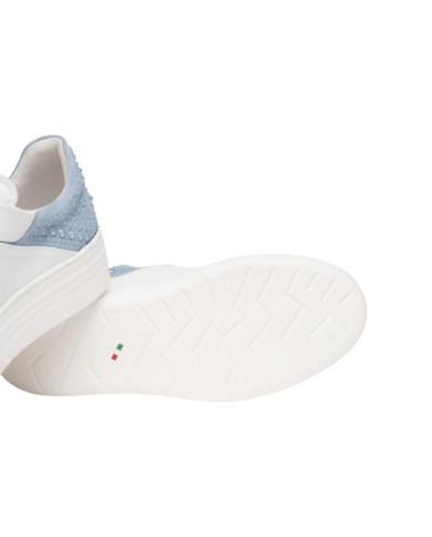 SNEAKERS NEROGIARDINI DONNA CILE BIANCO VELOUR FIORDALISO ETOILE ARGENTO PU.MONOD.CAPRAI E615300D/707