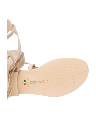 SANDALO CON TACCO NEROGIARDINI DONNA TAMIGI LINO TR BEVAGNA 592 BEIGE E615895D/453