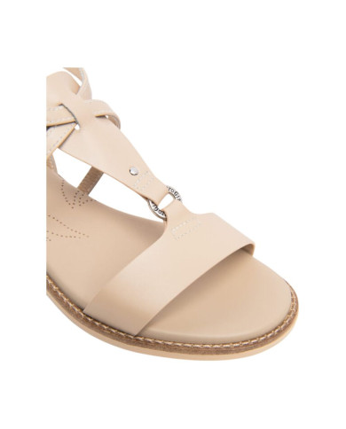 SANDALO CON TACCO NEROGIARDINI DONNA TAMIGI LINO TR BEVAGNA 592 BEIGE E615895D/453